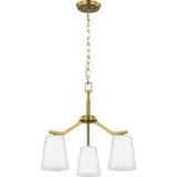 Progress Lighting Vertex 3-Light Brushed Gold Modern/Contemporary Etched Glass Cone Medium Hanging Pendant Light