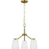 Progress Lighting Vertex 3-Light Brushed Gold Modern/Contemporary Etched Glass Cone Medium Hanging Pendant Light