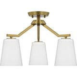 Progress Lighting Vertex 3-Light Brushed Gold Modern/Contemporary Etched Glass Cone Medium Hanging Pendant Light