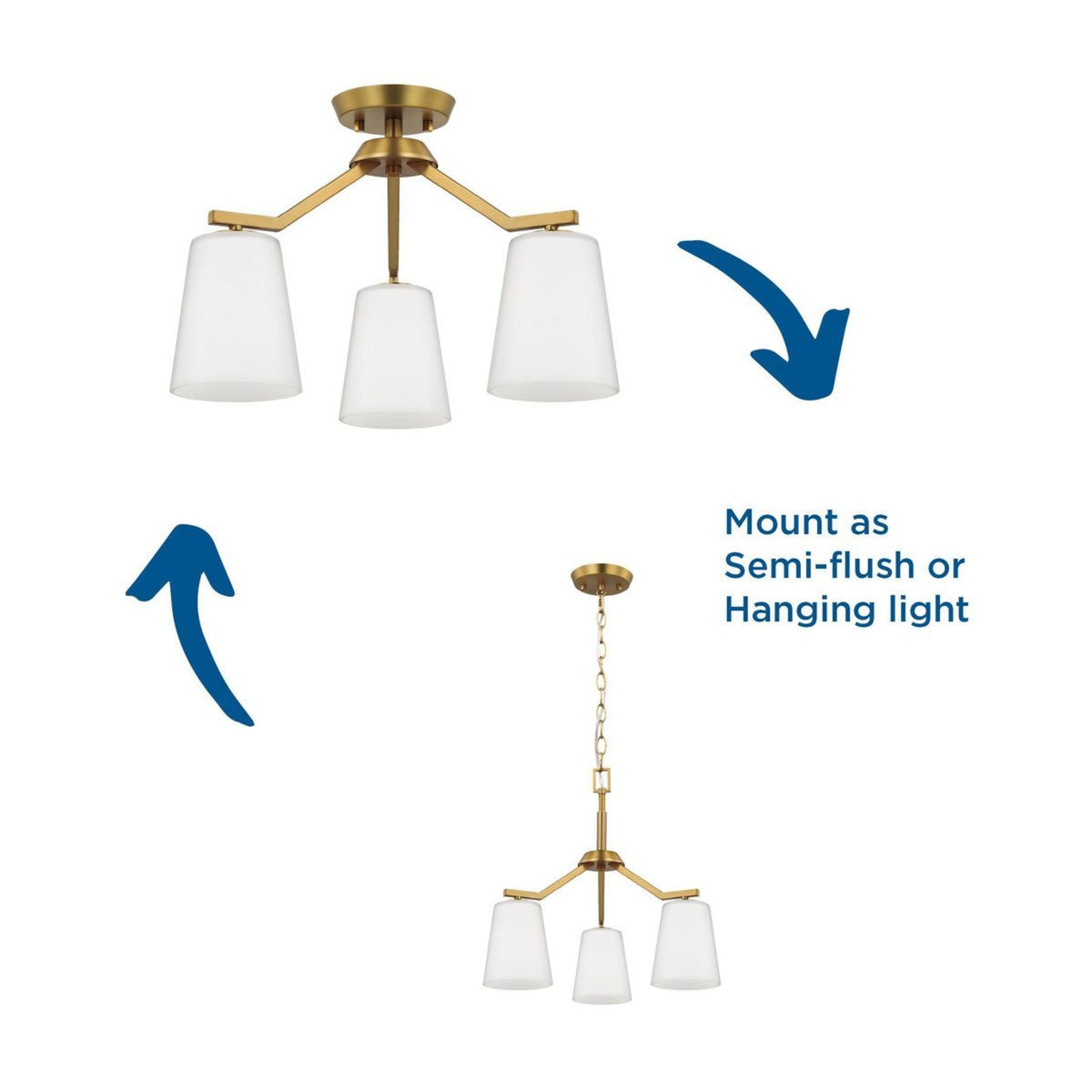 Progress Lighting Vertex 3-Light Brushed Gold Modern/Contemporary Etched Glass Cone Medium Hanging Pendant Light