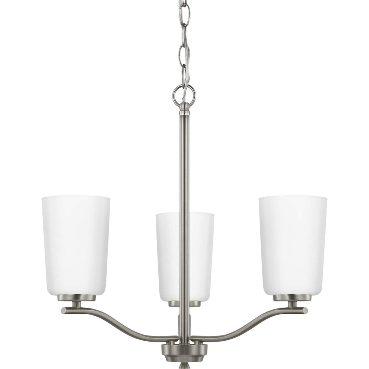 Progress Lighting Adley 3-Light Brushed Nickel Transitional Etched Glass Bell Medium Hanging Pendant Light