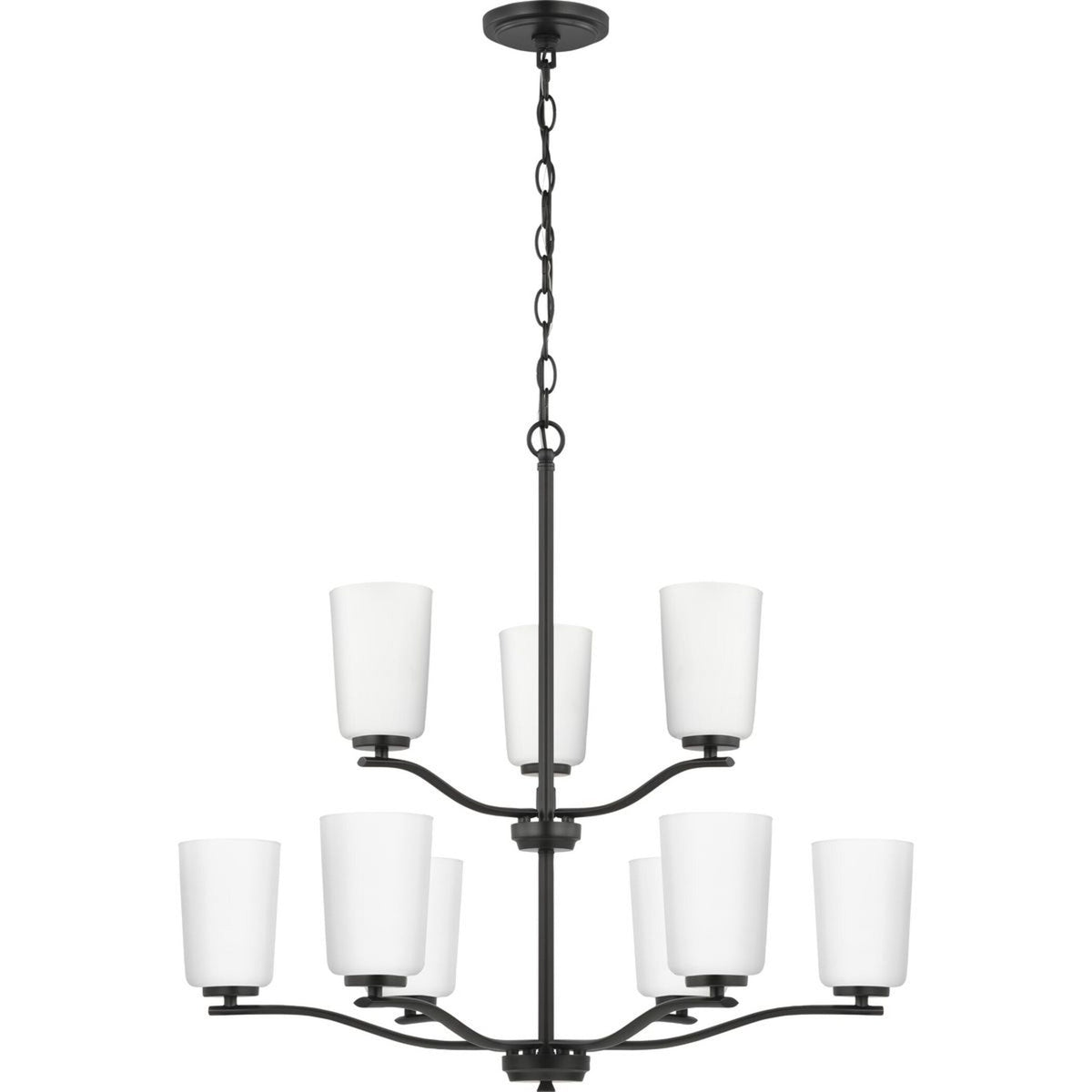 Progress Lighting Adley 9-Light Matte Black Transitional Chandelier