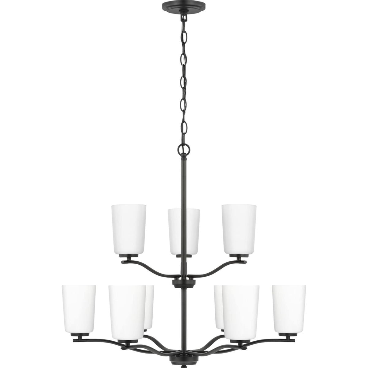 Progress Lighting Adley 9-Light Matte Black Transitional Chandelier