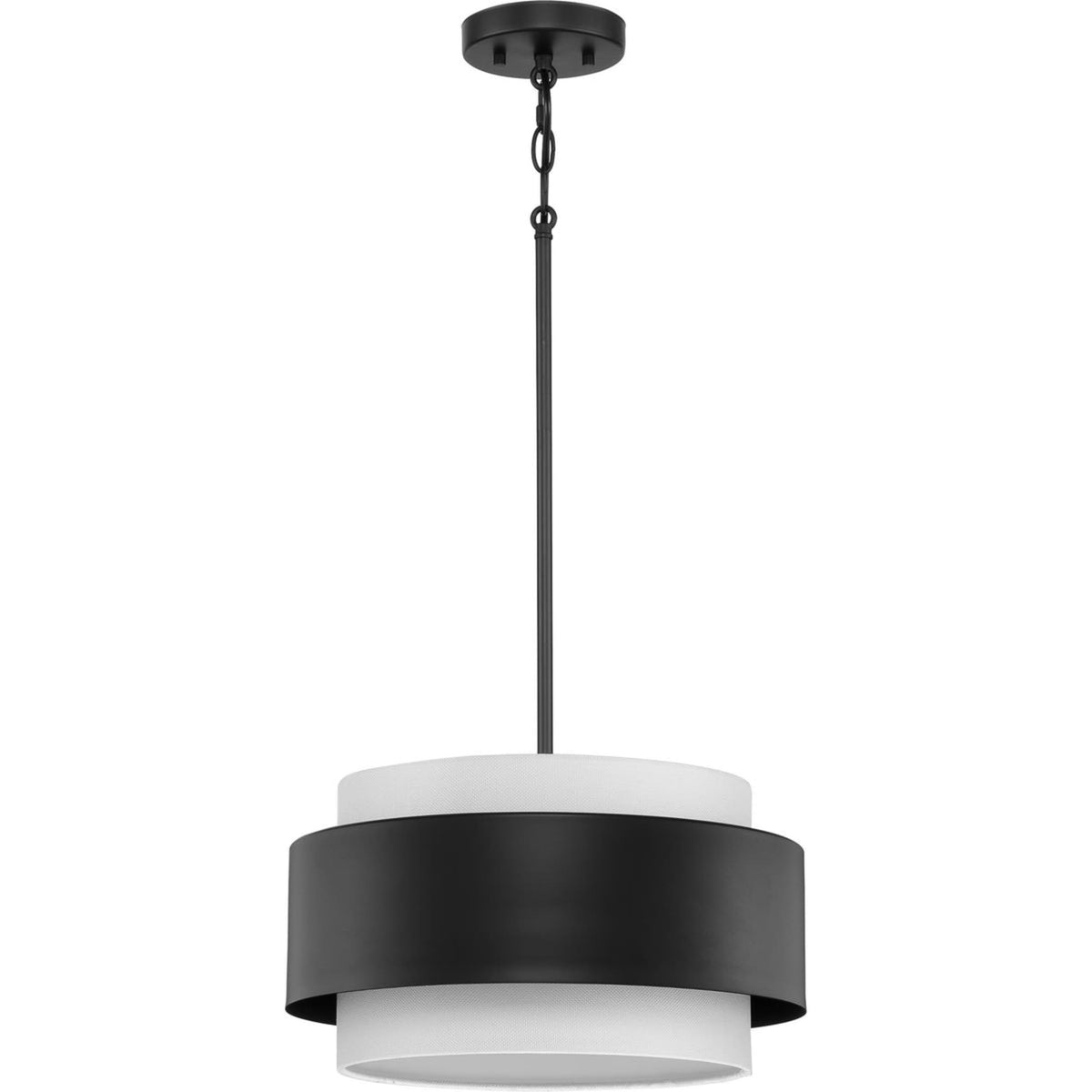 Progress Lighting Silva 3-Light Matte Black Modern/Contemporary Drum Medium Hanging Pendant Light