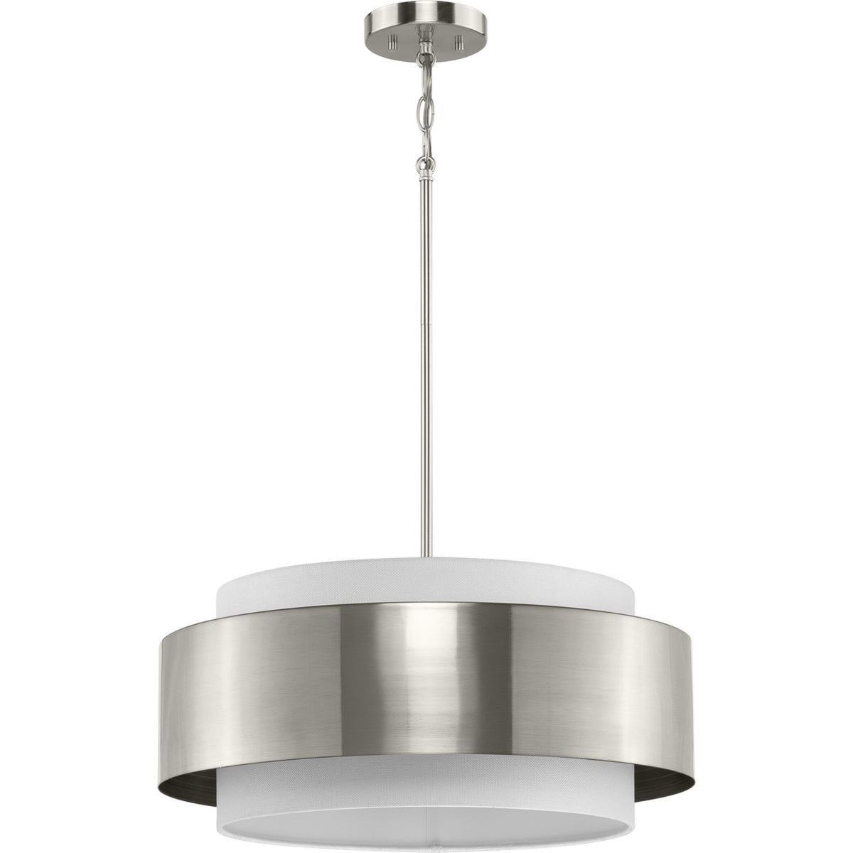 Progress Lighting Silva 3-Light Brushed Nickel Modern/Contemporary Drum Medium Hanging Pendant Light