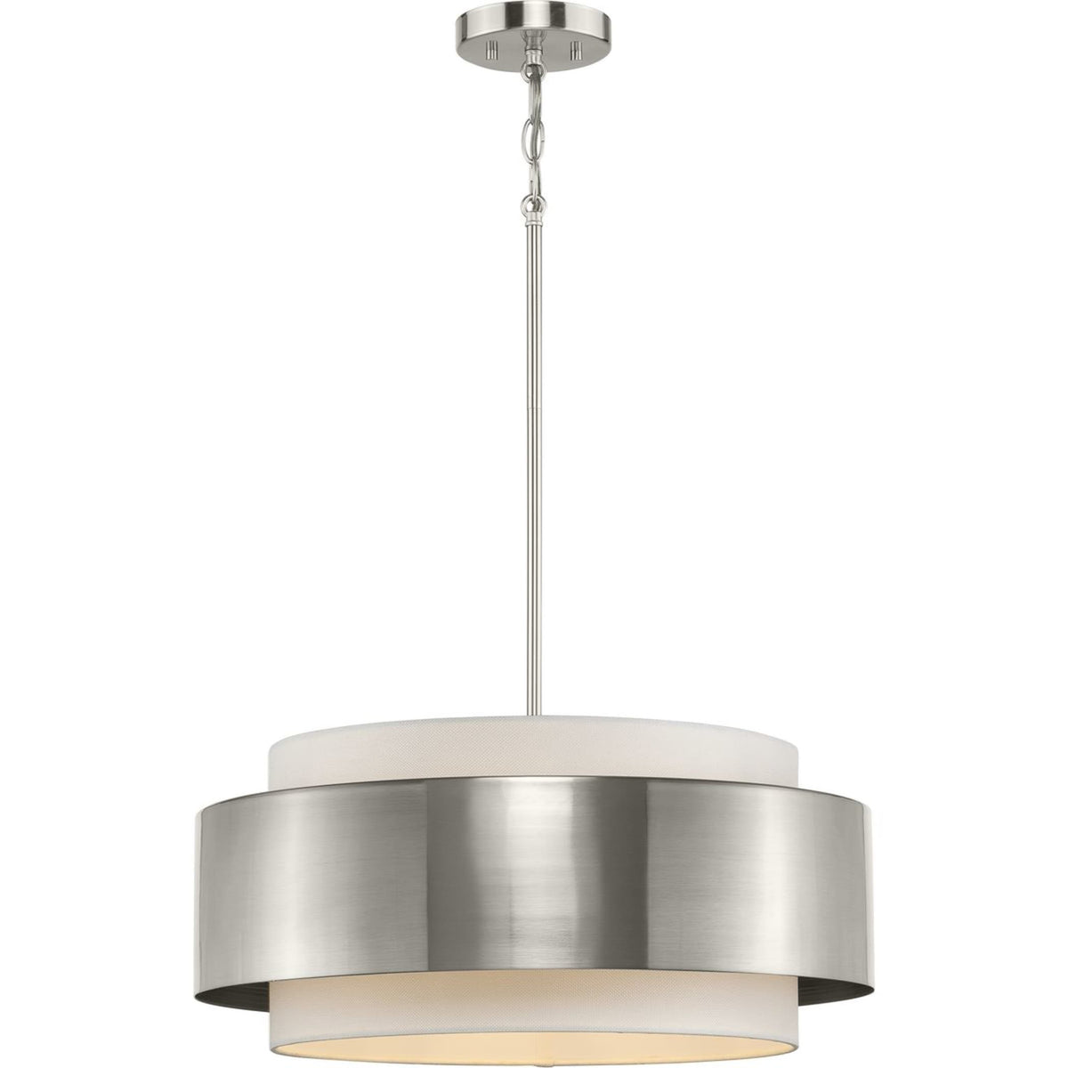 Progress Lighting Silva 3-Light Brushed Nickel Modern/Contemporary Drum Medium Hanging Pendant Light