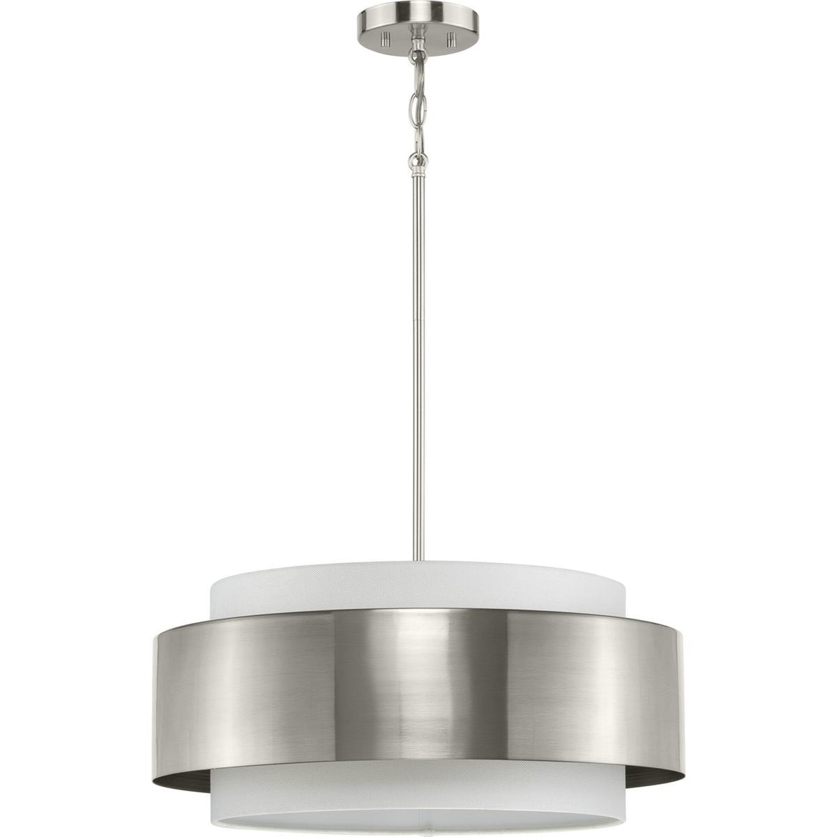 Progress Lighting Silva 3-Light Brushed Nickel Modern/Contemporary Drum Medium Hanging Pendant Light