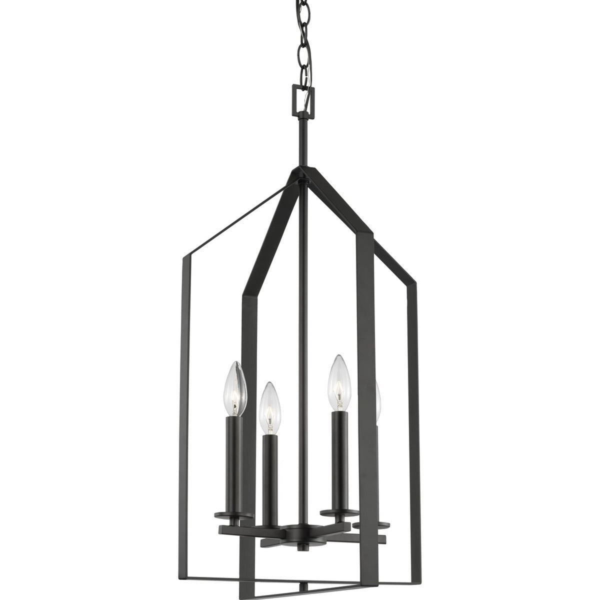 Progress Lighting Vertex 4-Light Matte Black Modern/Contemporary Drum Medium Hanging Pendant Light