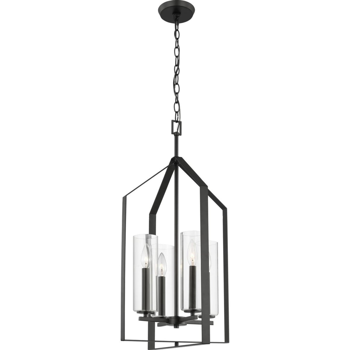 Progress Lighting Vertex 4-Light Matte Black Modern/Contemporary Drum Medium Hanging Pendant Light