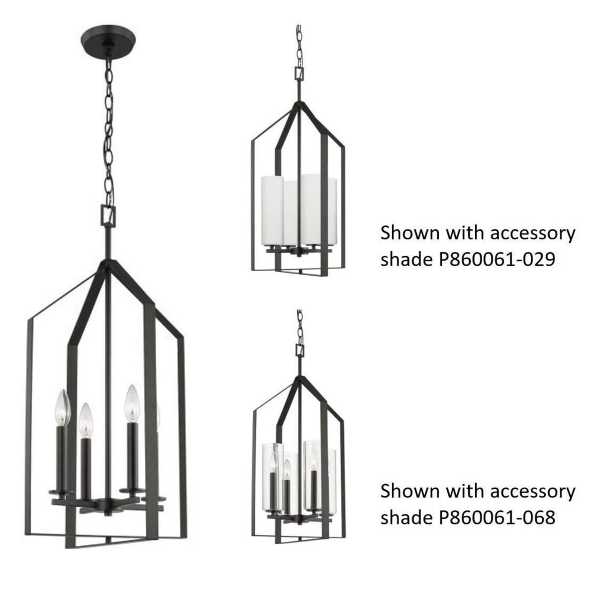 Progress Lighting Vertex 4-Light Matte Black Modern/Contemporary Drum Medium Hanging Pendant Light