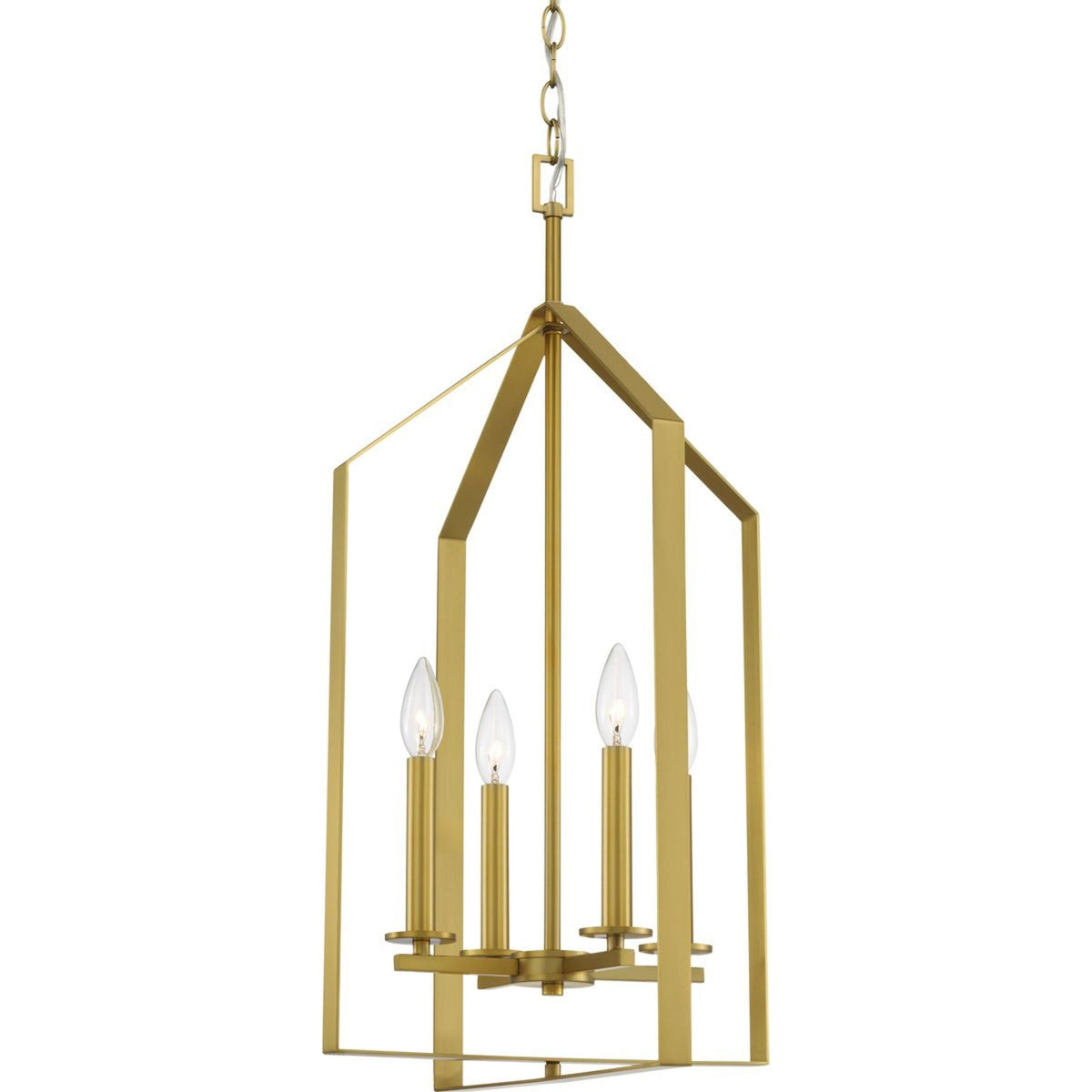 Progress Lighting Vertex 4-Light Brushed Gold Modern/Contemporary Geometric Medium Hanging Pendant Light