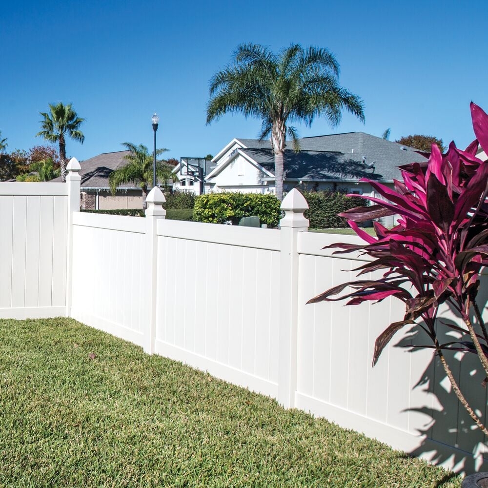 Freedom Hampton 4-ft H x 6-ft W White Privacy Vinyl Fence Panel (Unassembled)