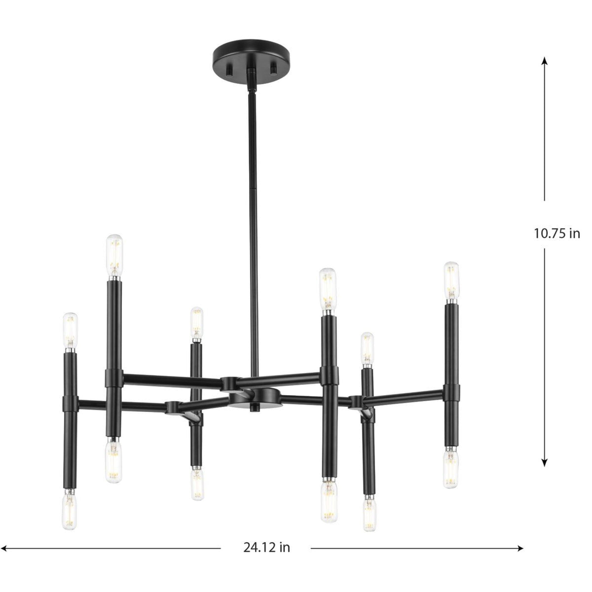 Progress Lighting Arya 12-Light Matte Black Modern/Contemporary Chandelier