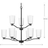 Progress Lighting Adley 9-Light Matte Black Transitional Chandelier