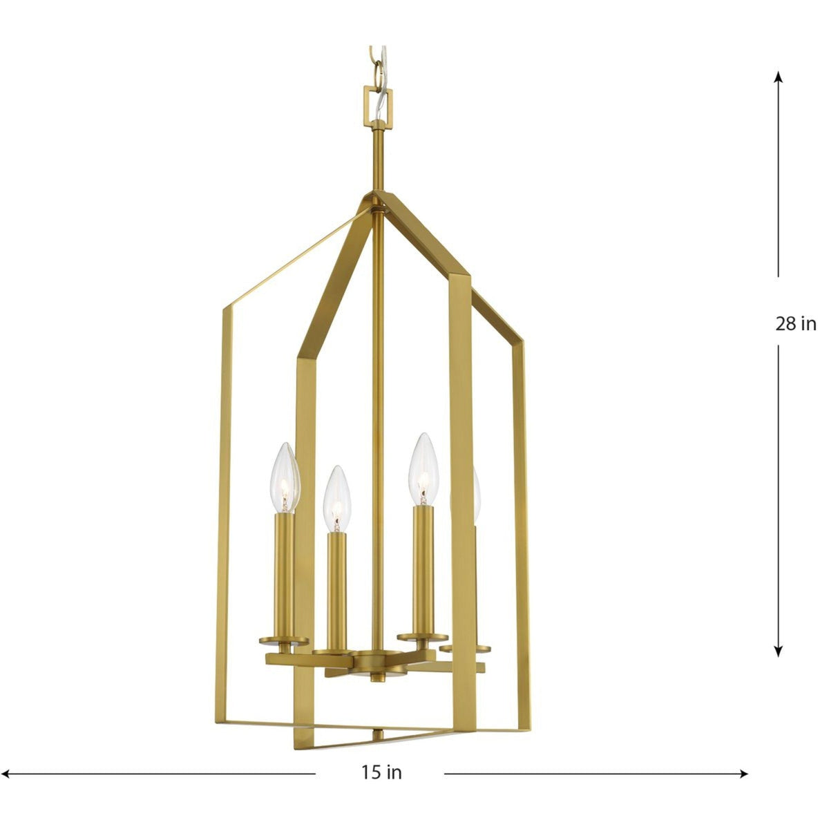 Progress Lighting Vertex 4-Light Brushed Gold Modern/Contemporary Geometric Medium Hanging Pendant Light