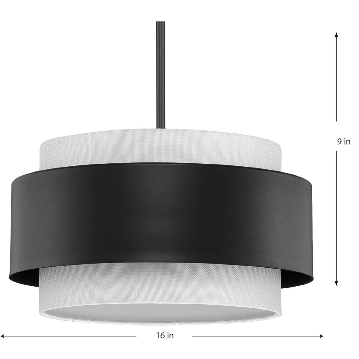 Progress Lighting Silva 3-Light Matte Black Modern/Contemporary Drum Medium Hanging Pendant Light
