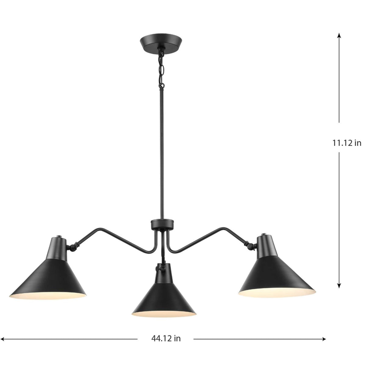 Progress Lighting Trimble 3-Light Matte Black Industrial Chandelier