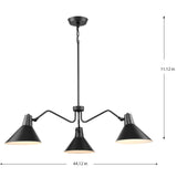 Progress Lighting Trimble 3-Light Matte Black Industrial Chandelier