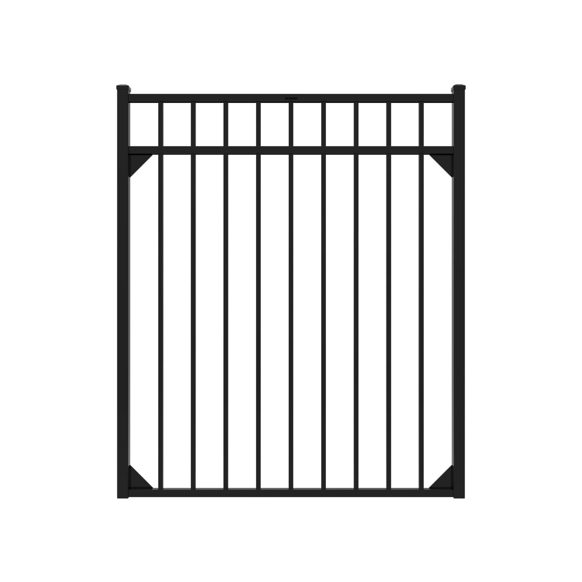 Fortress Building Products 4-1/2-ft H x 5-ft W Gloss Black Aluminum Spaced Picket Flat-top Privacy Fence Gate