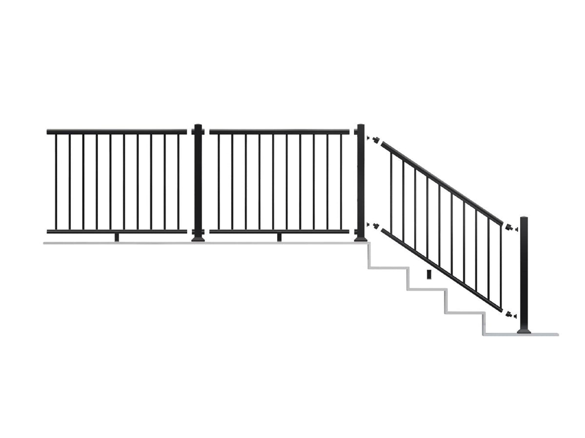 Fiberon CitySide Contemporary Matte Black Aluminum Deck Line Post