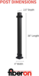 Fiberon CitySide Contemporary Matte Black Aluminum Deck Line Post