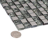Apollo Tile Elaina Flint Gray 12-in x 12-in Glossy Glass Uniform Squares Floor and Wall Tile (4.75-sq. ft/ Carton)