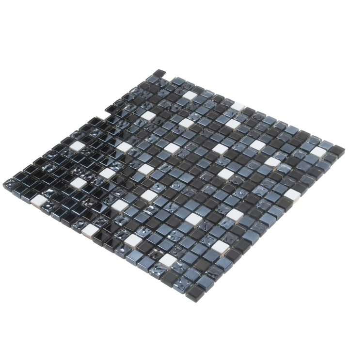 Apollo Tile (Sample) Floor and Wall Tile Dark Gray 4-in x 4-in Multi-finish Glass/Metal/Stone Marble Wall Tile