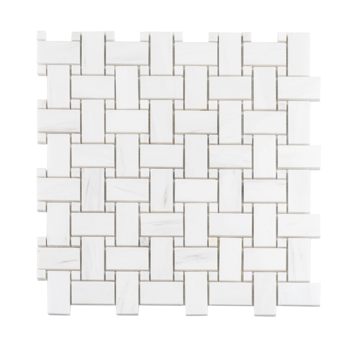 Apollo Tile (Sample) Athens White 4-in x 4-in Polished Marble Basketweave Mosaic Floor and Wall Tile