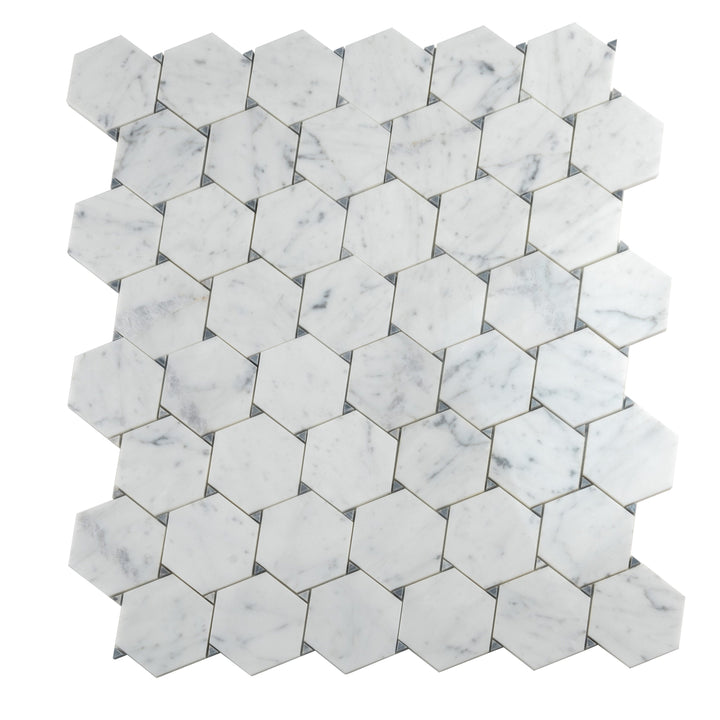 Apollo Tile Athens White and Gray 11-in x 13-in Polished Natural Stone Marble Hexagon Marble Look Floor and Wall Tile (4.73-sq. ft/ Carton)