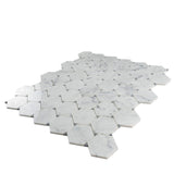 Apollo Tile (Sample) Athens White and Gray 4-in x 4-in Polished Marble Honeycomb Mosaic Floor and Wall Tile