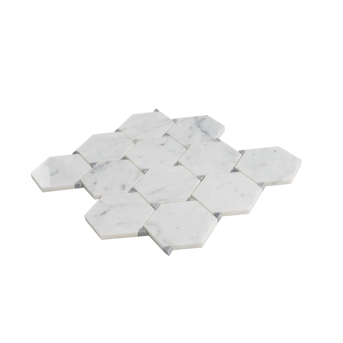 Apollo Tile (Sample) Athens White and Gray 4-in x 4-in Polished Marble Honeycomb Mosaic Floor and Wall Tile