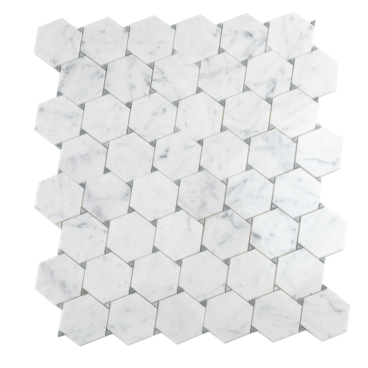 Apollo Tile (Sample) Athens White and Gray 4-in x 4-in Polished Marble Honeycomb Mosaic Floor and Wall Tile