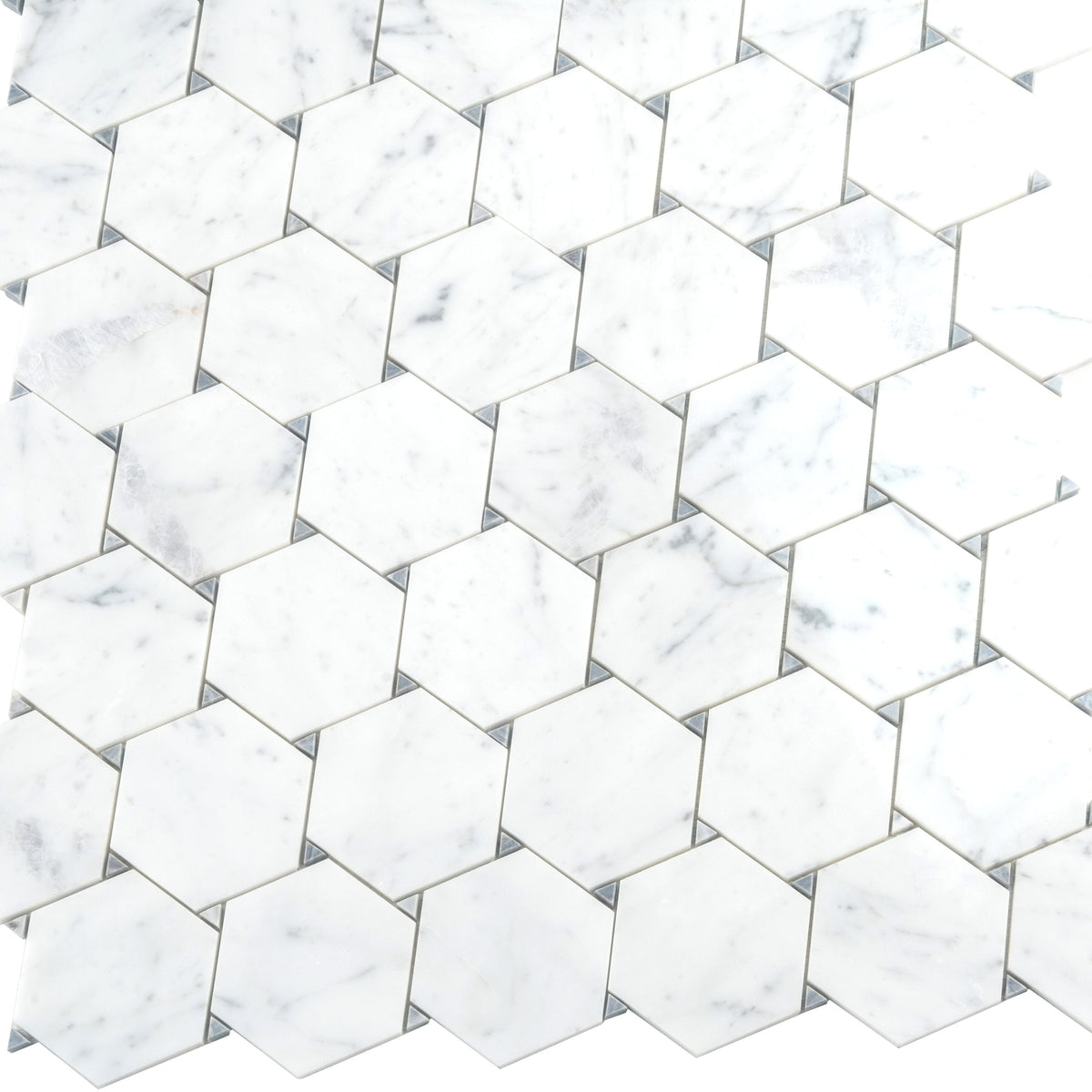 Apollo Tile Athens White and Gray 11-in x 13-in Polished Natural Stone Marble Hexagon Marble Look Floor and Wall Tile (4.73-sq. ft/ Carton)