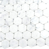 Apollo Tile Athens White and Gray 11-in x 13-in Polished Natural Stone Marble Hexagon Marble Look Floor and Wall Tile (4.73-sq. ft/ Carton)