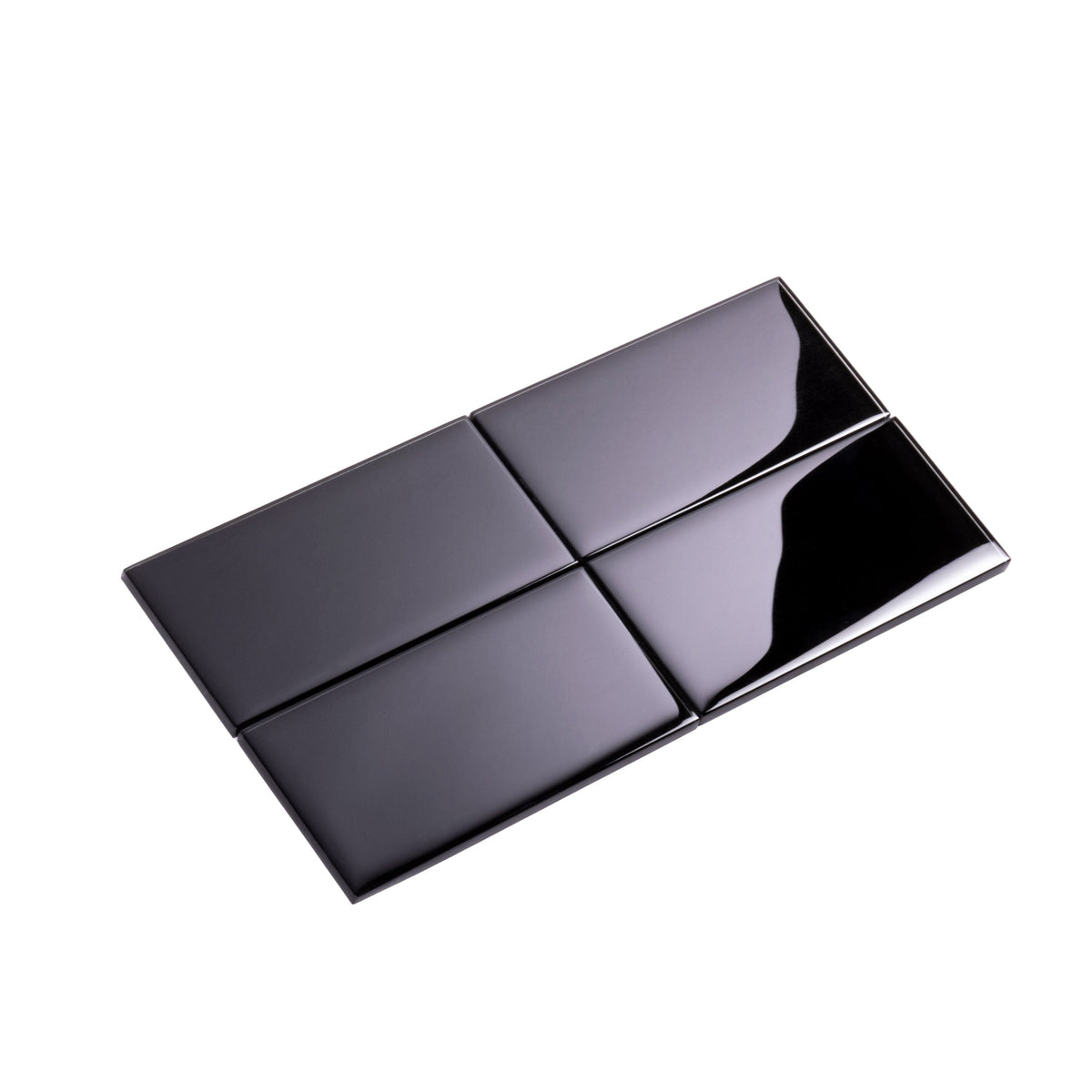Apollo Tile (Sample) Wall Tile Black 3-in x 6-in Glossy Glass Brick Subway Wall Tile