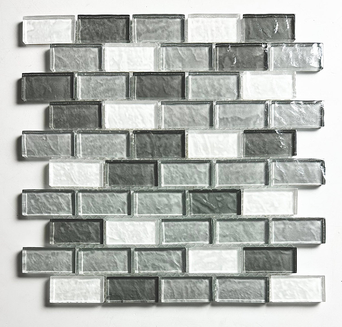 Abolos Swimming Pool Whistler gray/textured 12-in x 12-in Glossy Glass Brick look Mosaic Wall Tile product image