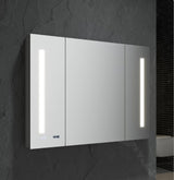Fresca 40-in x 30-in Lighted LED Fog Free Surface/Recessed Mount LED Mirror Mirrored Soft Close Medicine Cabinet with Outlet