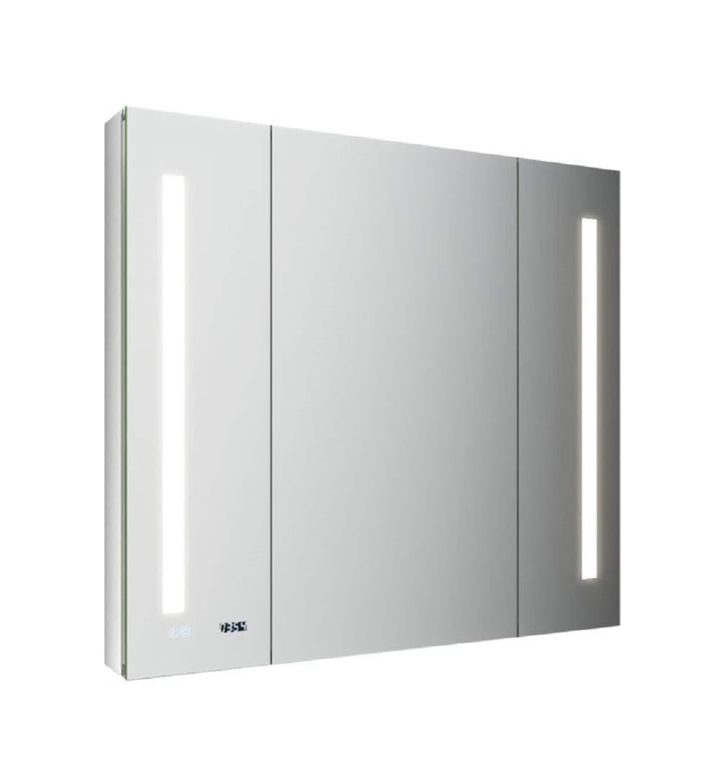 Fresca 40-in x 36-in Lighted LED Fog Free Surface/Recessed Mount LED Mirror Mirrored Soft Close Medicine Cabinet with Outlet