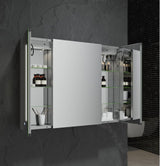 Fresca 40-in x 30-in Lighted LED Fog Free Surface/Recessed Mount LED Mirror Mirrored Soft Close Medicine Cabinet with Outlet