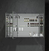 Fresca 40-in x 30-in Lighted LED Fog Free Surface/Recessed Mount LED Mirror Mirrored Soft Close Medicine Cabinet with Outlet