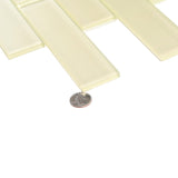 Apollo Tile (Sample) White 2-in x 8-in Glossy Glass Brick Subway Floor and Wall Tile