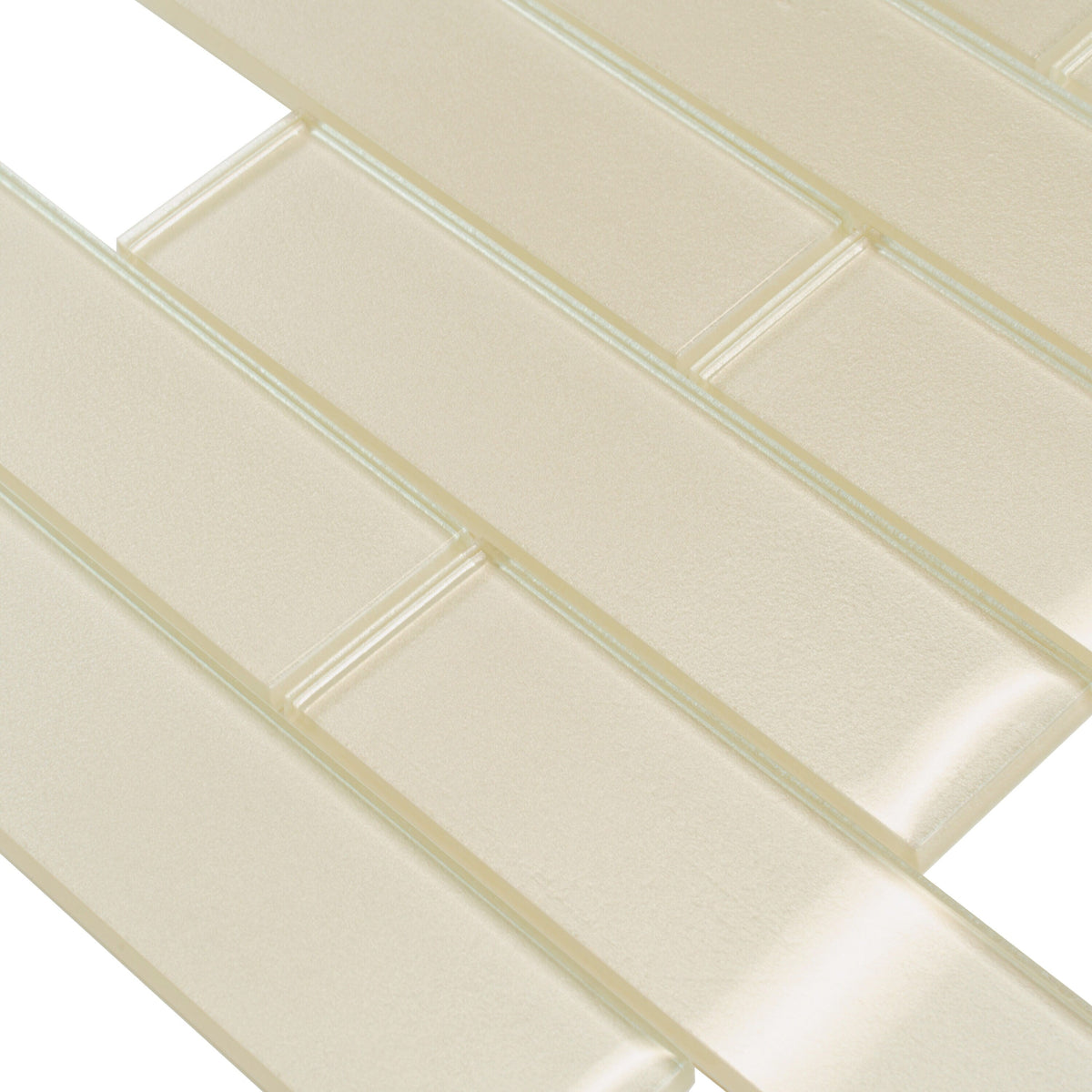 Apollo Tile (Sample) Cosmos Bone White 4-in x 4-in Glossy Marble Brick Mosaic Wall Tile