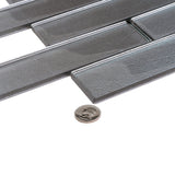 Apollo Tile (Sample) Cosmos Light Gray 4-in x 4-in Glossy Glass Brick Mosaic Wall Tile
