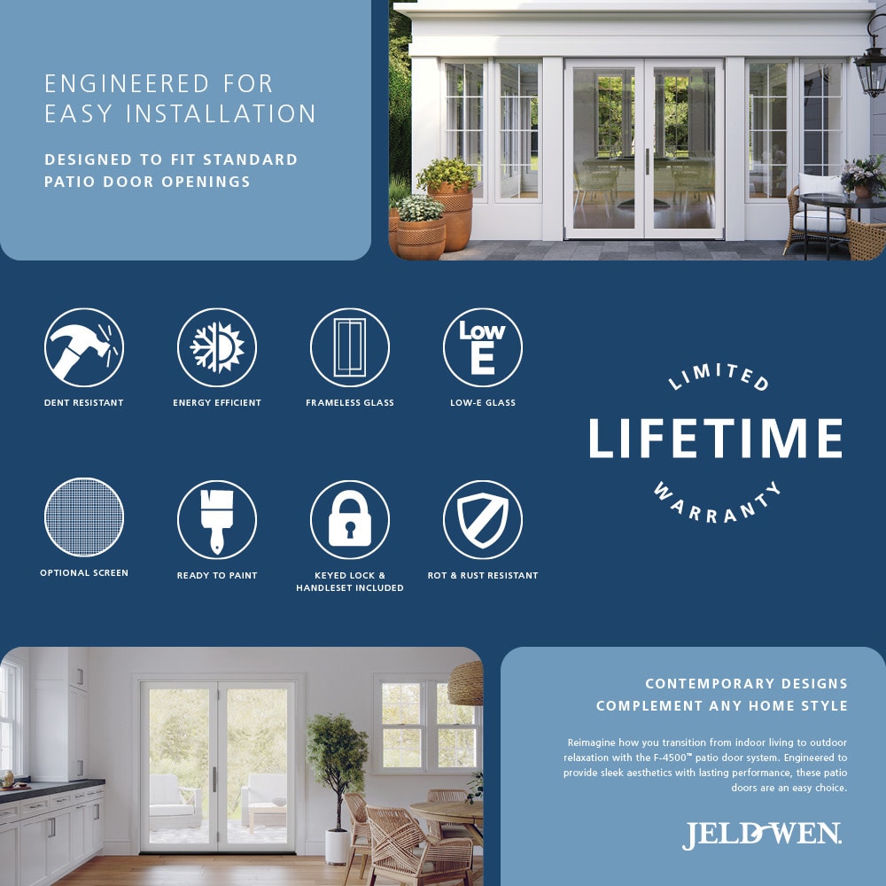 JELD-WEN 72-in x 80-in Fiberglass Folding, Left-hand folding – feature callout