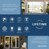 JELD-WEN 108-in x 80-in Fiberglass Folding, Right-hand folding – feature callout
