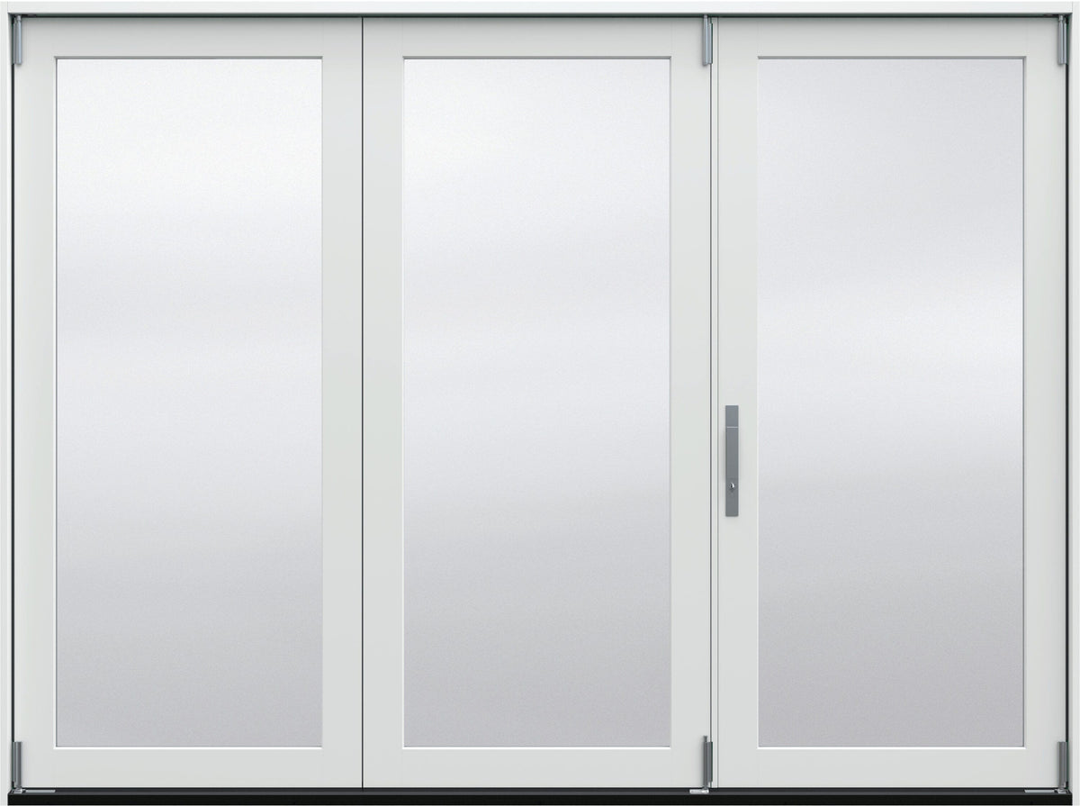 JELD-WEN F-4500 108-in x 80-in x 5-5/8-in Jamb Primed Fiberglass 3-Panel Left-Hand Folding Patio Door with Low-E Tempered Glass
