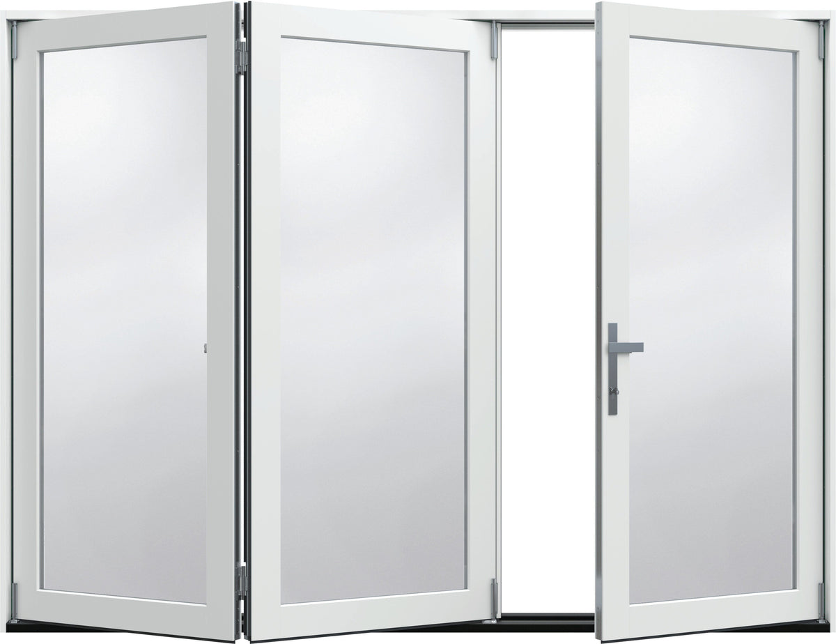 JELD-WEN F-4500 108-in x 80-in x 5-5/8-in Jamb Primed Fiberglass 3-Panel Left-Hand Folding Patio Door with Low-E Tempered Glass