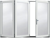 JELD-WEN F-4500 108-in x 80-in x 5-5/8-in Jamb Primed Fiberglass 3-Panel Left-Hand Folding Patio Door with Low-E Tempered Glass