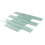 Apollo Tile (Sample) Cosmos Turkish Blue 4-in x 4-in Glossy Glass Brick Mosaic Wall Tile