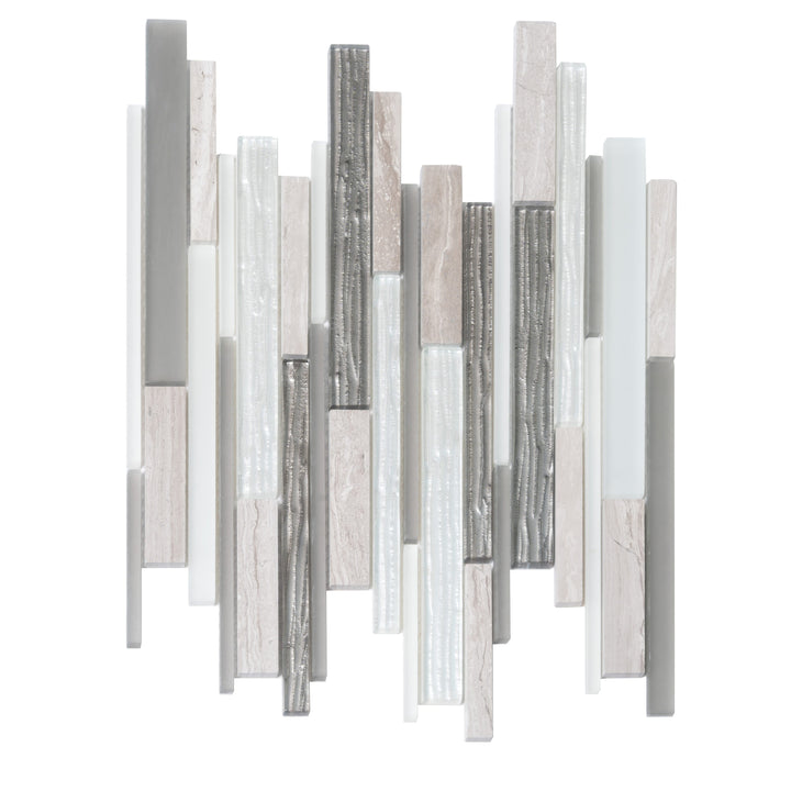 Apollo Tile (Sample) White, Gray 4-in x 4-in Polished Glass/Metal/Stone Marble Brick Look Floor and Wall Tile